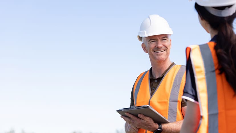 Man and woman in high-vis vest