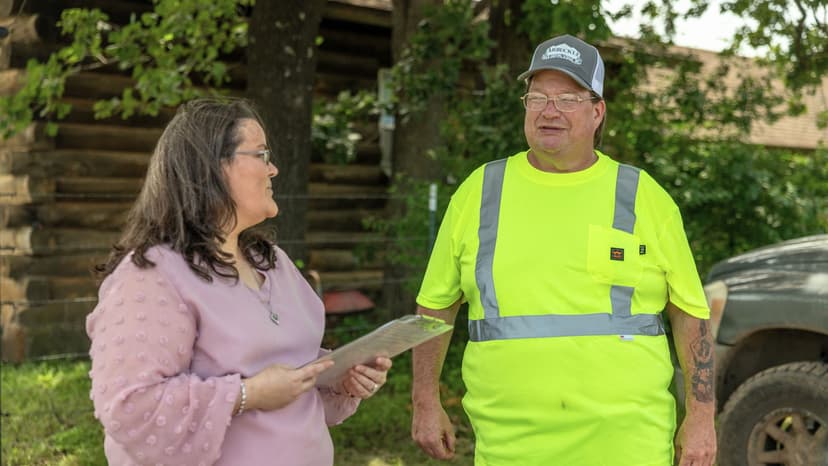 Ocie and Candice pictured, having a conversation onsite