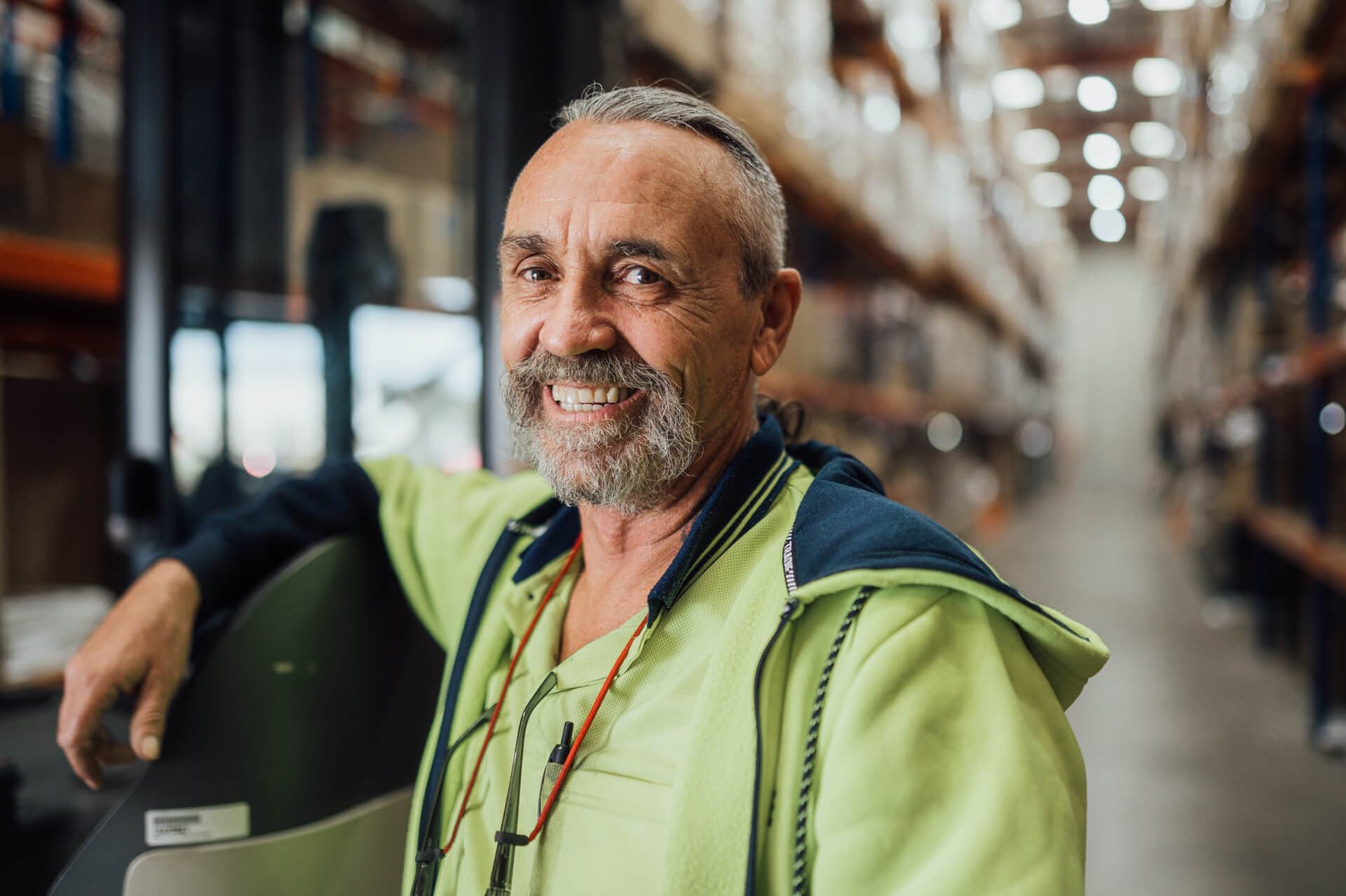 A happy man after successfully finding work.