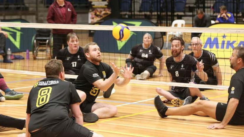 Players from the WA Mixed Sitting Volleyball team