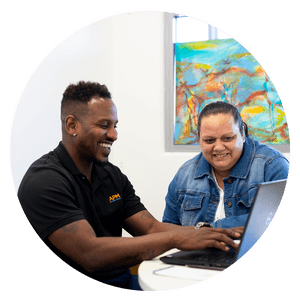 APM Employee assisting a job seeker