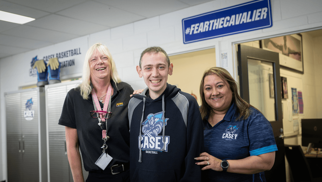 Young NDIS participant Aiden and the APM Futures team